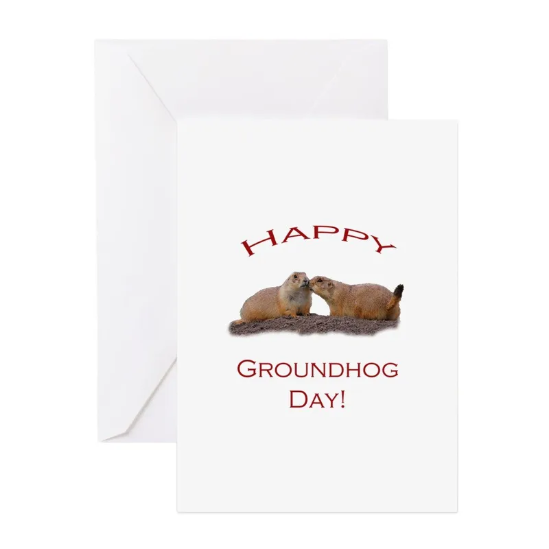 Two Groundhogs Kissing Card Celebrates the Holiday