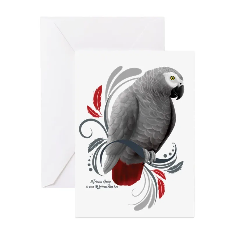 African Grey Parrot Art Card: Stylish Greeting for Bird Lovers