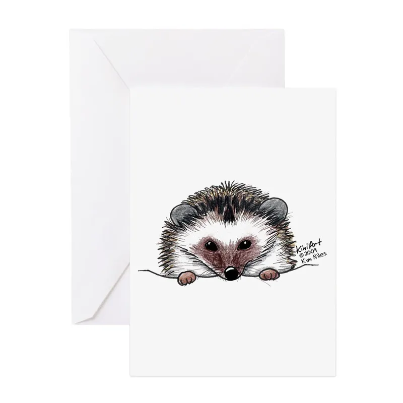 Hedgehog Peeking Sketch Card: A Cute Peeping Hedgehog Greeting