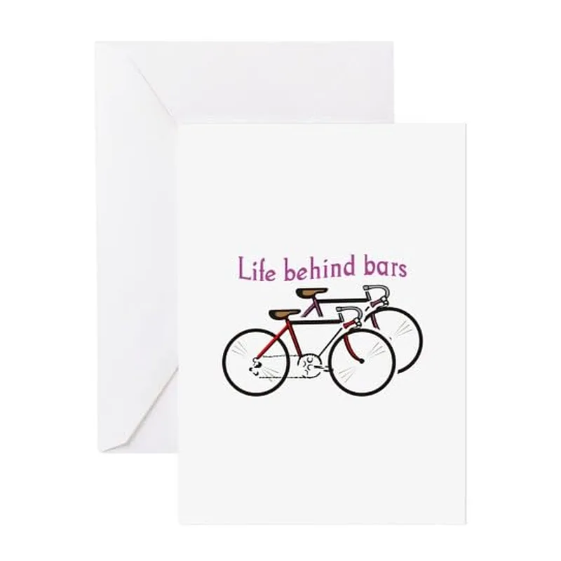 Red Bicycles Purple Text Card for Cyclist Humor