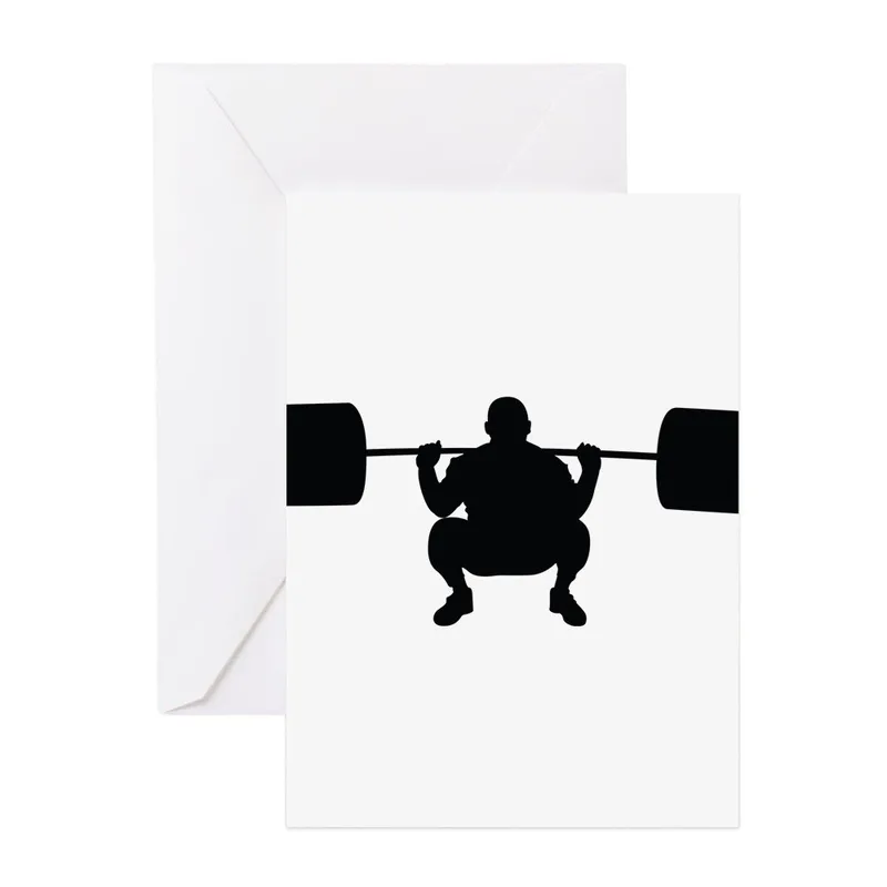 Black Weightlifter Silhouette Card – Greeting Card in natural