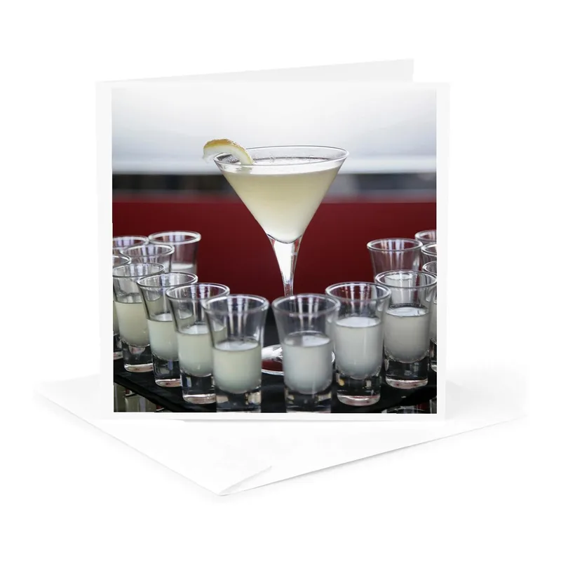 Martini with Shot Glasses Card for Cocktail Lovers