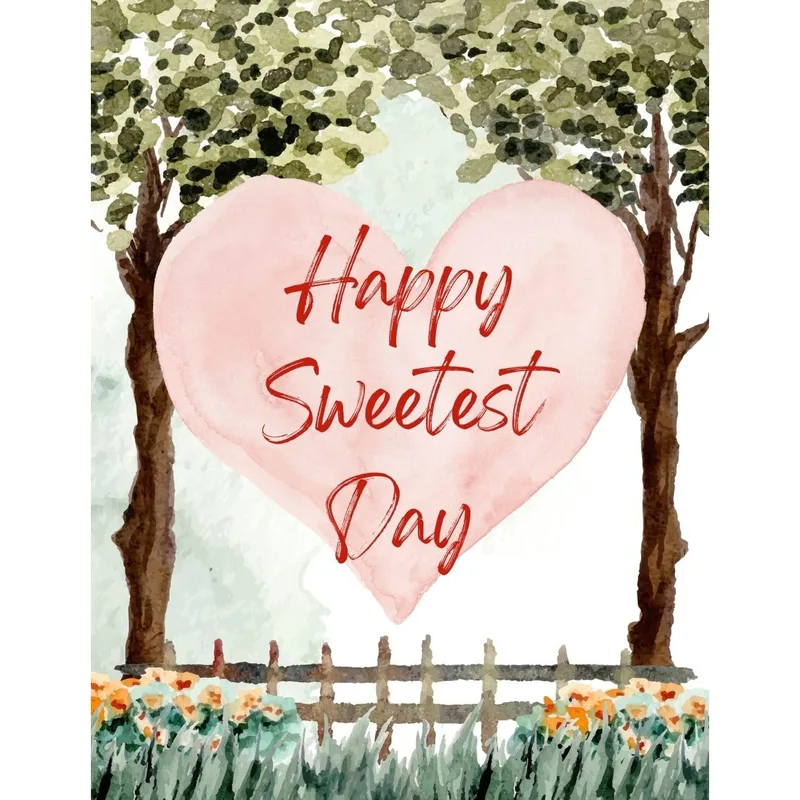 Pink Heart Trees Love Card: A Watercolor Greeting for Special Days