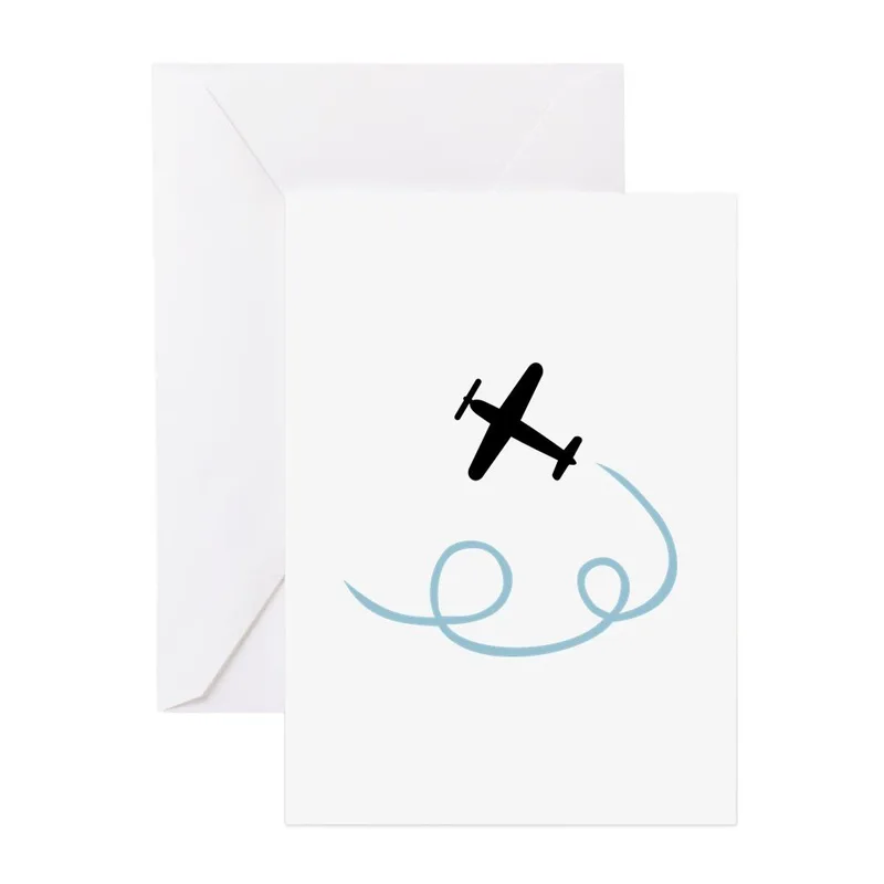 Blue Loop Airplane Sketch Card – Greeting Card in natural