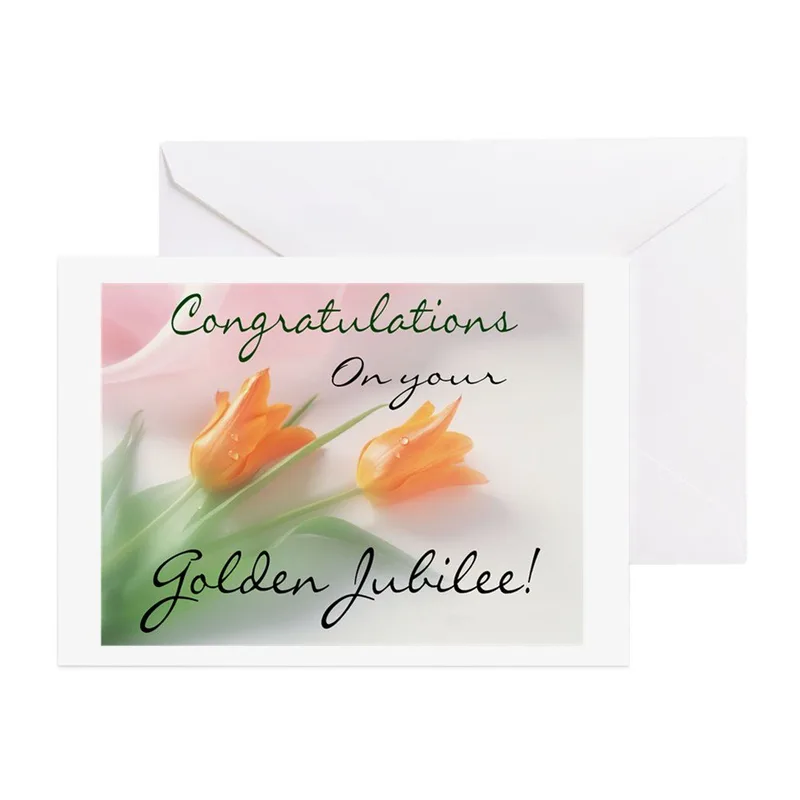 Orange Tulips Congratulations Card Celebrating a Golden Jubilee