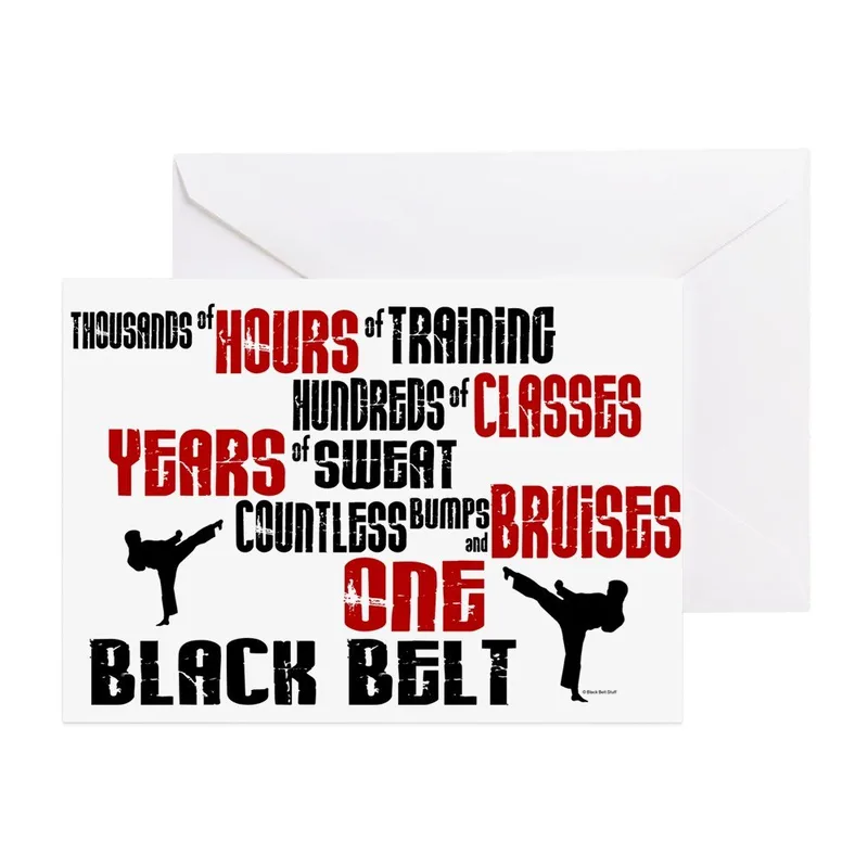 Black Typography Karate Congratulations Card celebrating