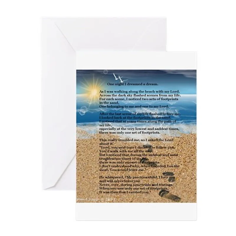 Sunrise Over Beach Poem Card for Faith and Gratitude