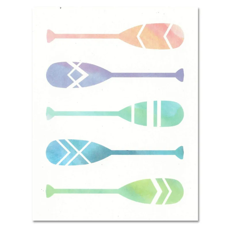 Colorful Watercolor Canoe Paddles Card for Outdoor Lovers