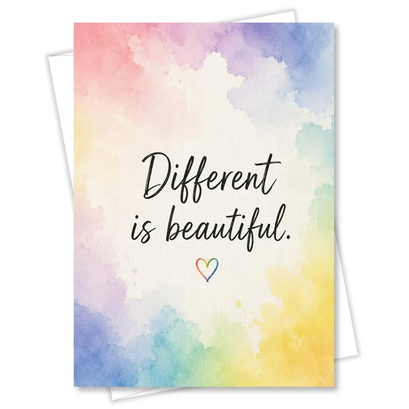 Rainbow Gradient Friendship Card featuring Different is beautiful text