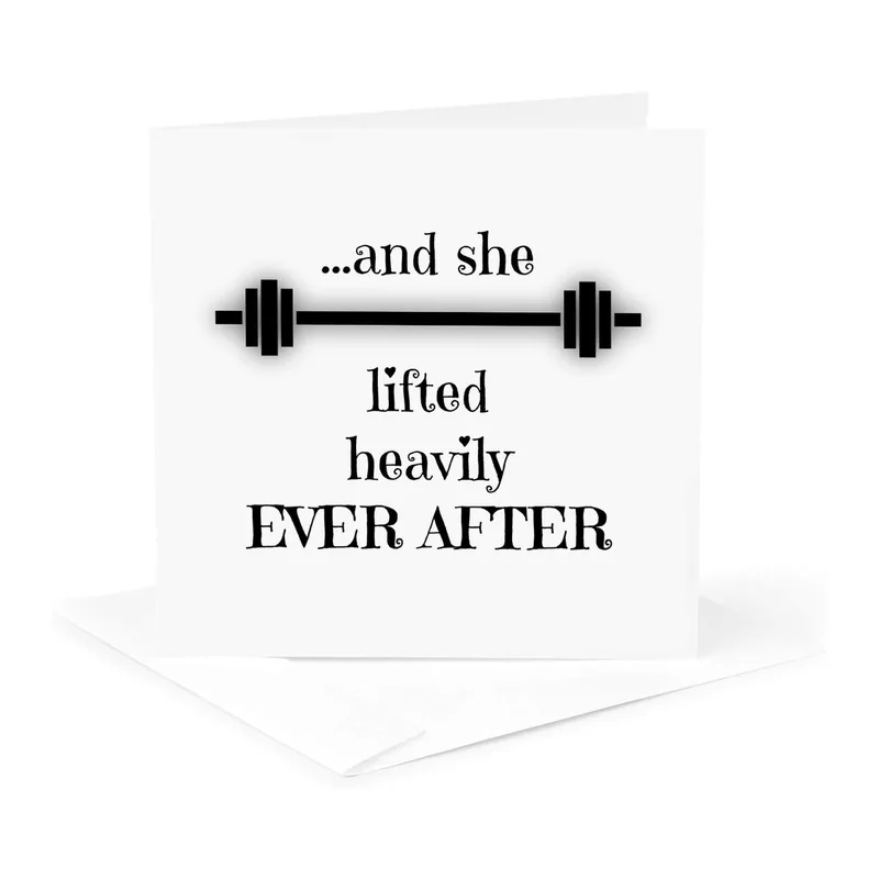 Black Barbell Card Wedding Card for Strength Lovers