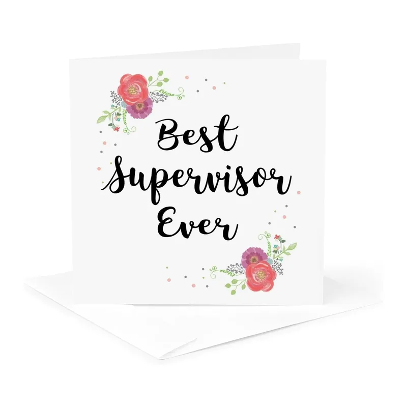 Floral Black Script Boss Card Celebrating Your Top Manager