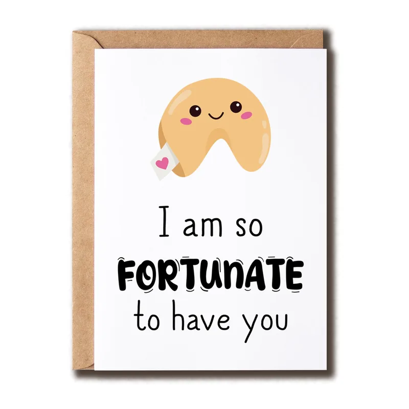 Fortune Cookie Card Love Card featuring a cute smiling cookie