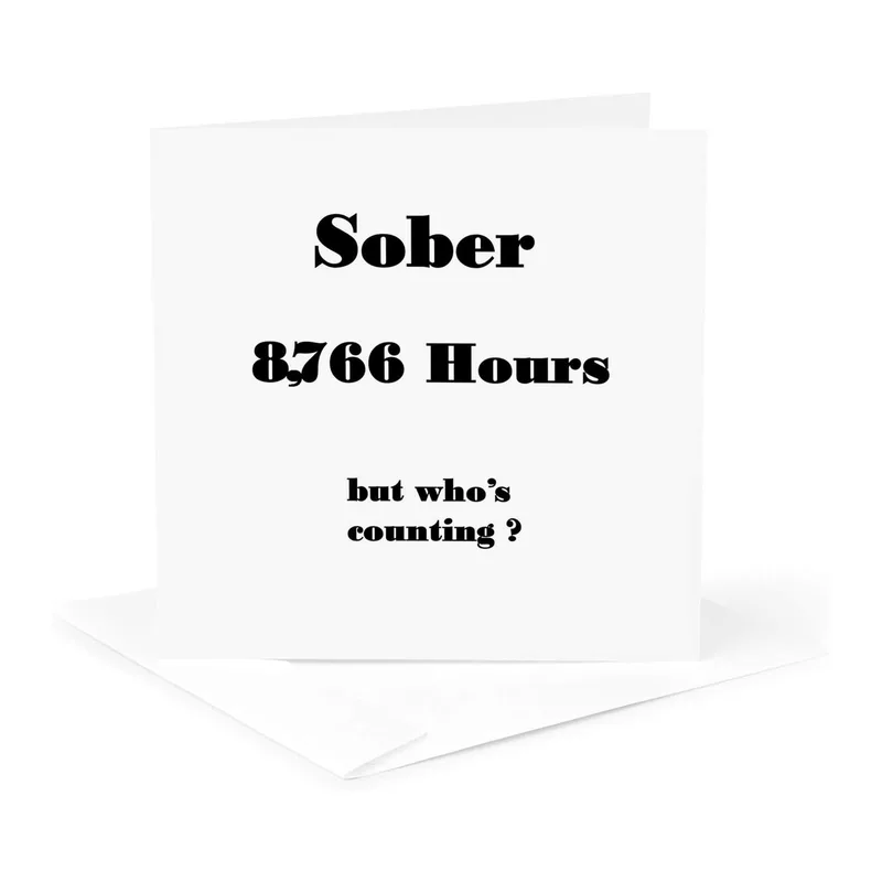 Minimal Black Card Sobriety Card: Sober 8766 Hours Design