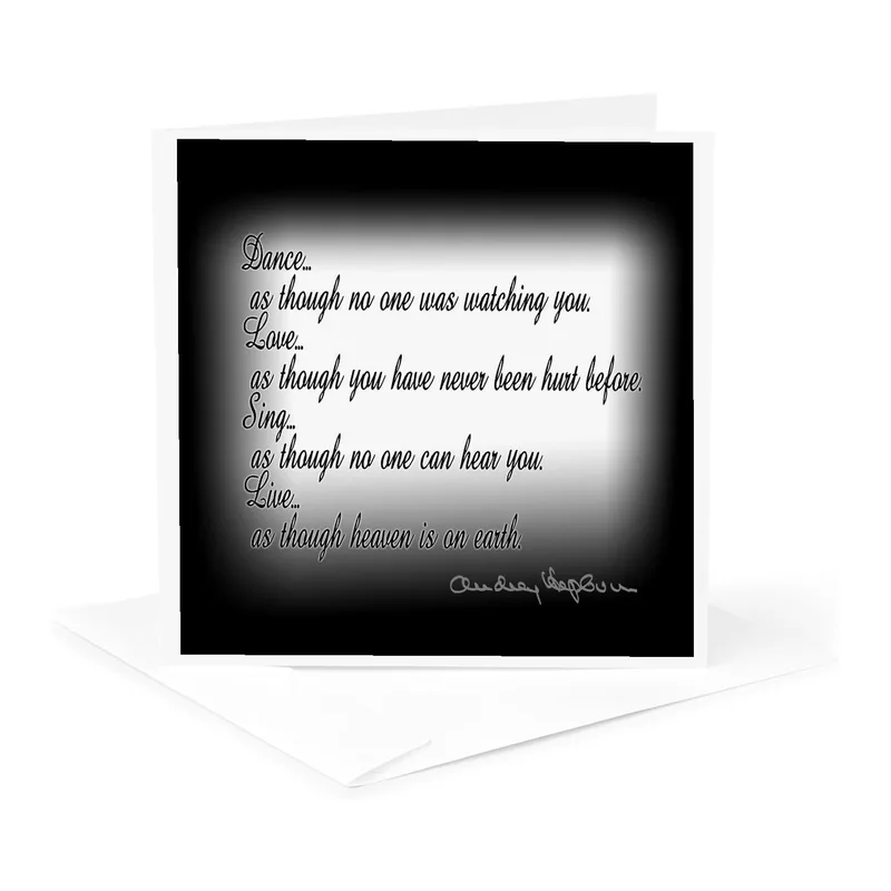 Black White Quote Encouragement Card featuring an Audrey Hepburn quote