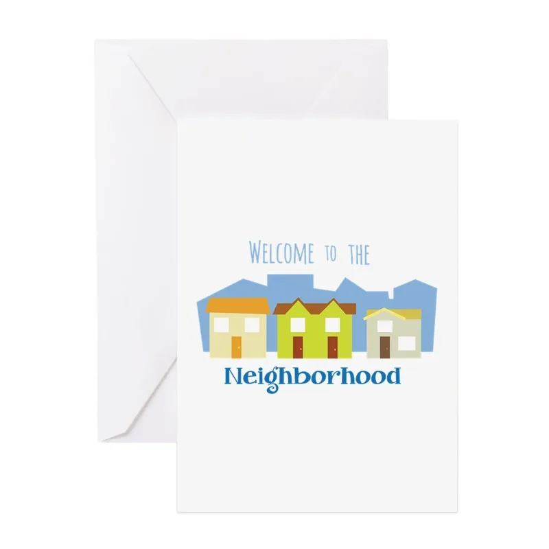 Colorful Houses New Home Card: Welcome to the Neighborhood Greeting