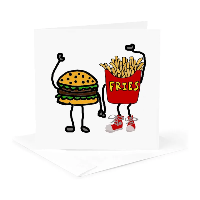 Burger and Fries Cartoon Card: A Fun Thank You Greeting
