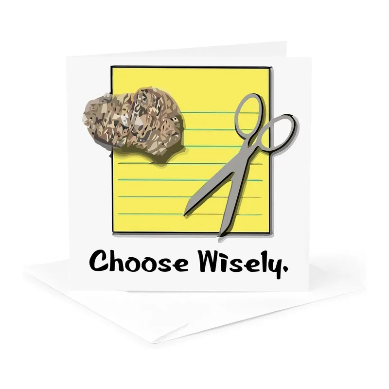 Rock Paper Scissors Note Card: Choose Wisely Greeting