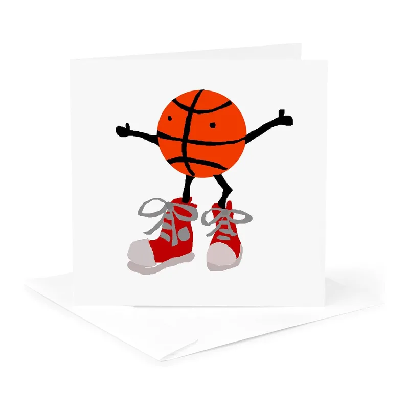 Basketball Cartoon Character Card for the Hoops Enthusiast