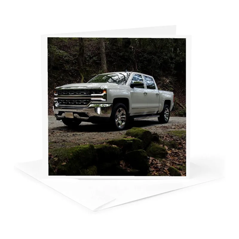 White Pickup Truck Photo Card for Vehicle Enthusiasts