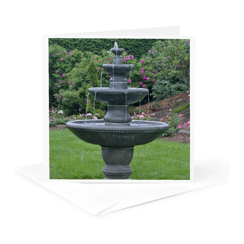 Tiered Stone Garden Fountain Card for Quiet Appreciation