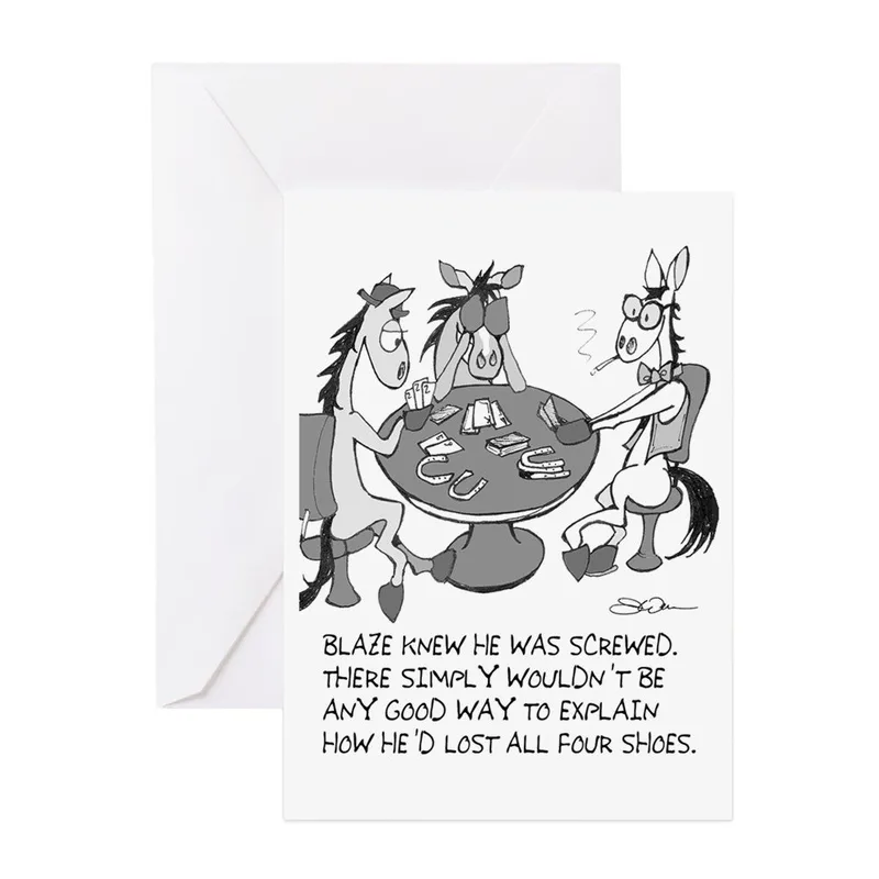 Cartoon Horses Playing Card: A Funny Equestrian Pun