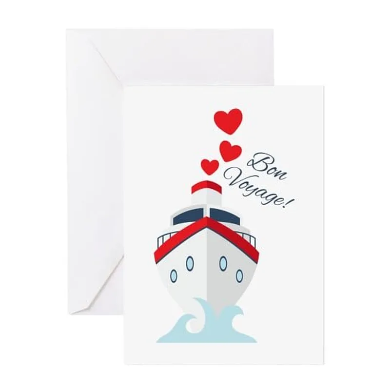 Ship Hearts Farewell Card: Bon Voyage Cruise Design