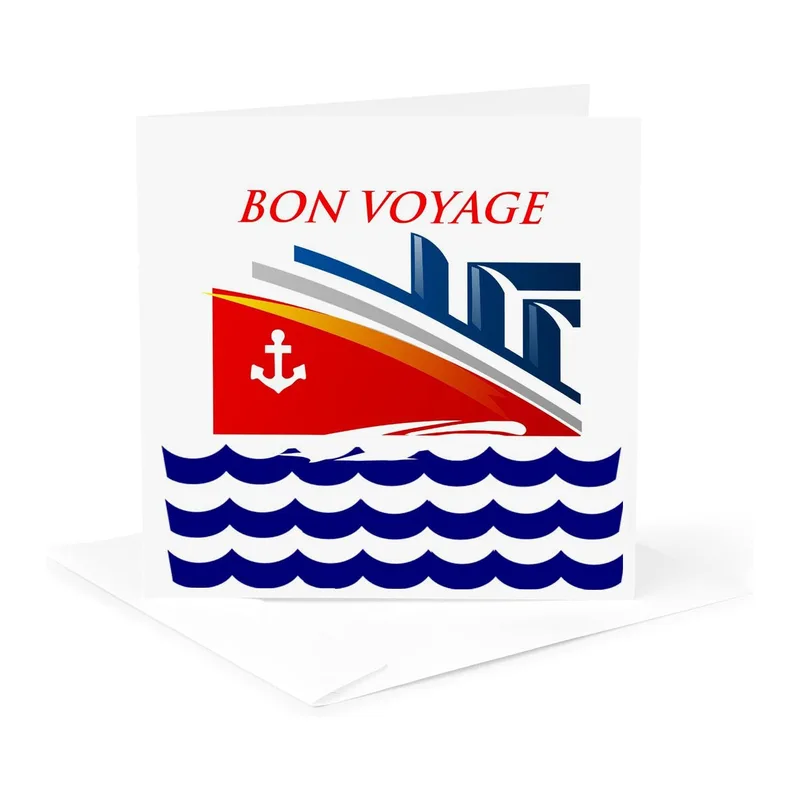Red Blue Ship Farewell Card for Nautical Travelers
