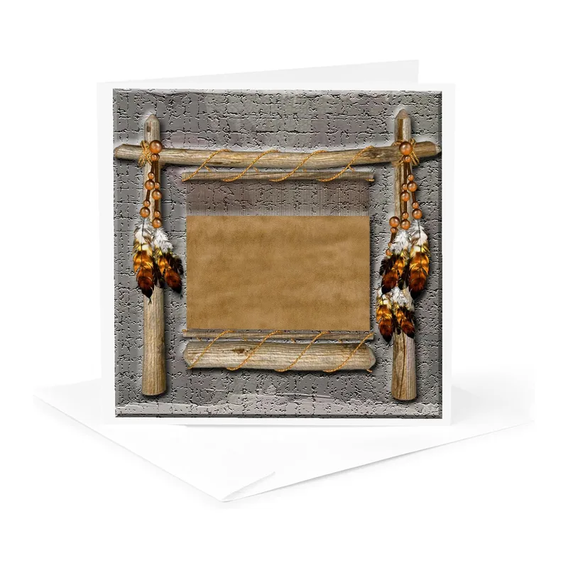 Stone Wood Feather Frame Card for Unique Thank You Notes