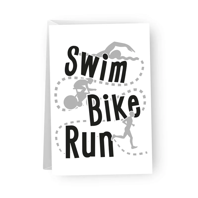 Triathlon Stick Figure Athletes Card – Greeting Card in natural