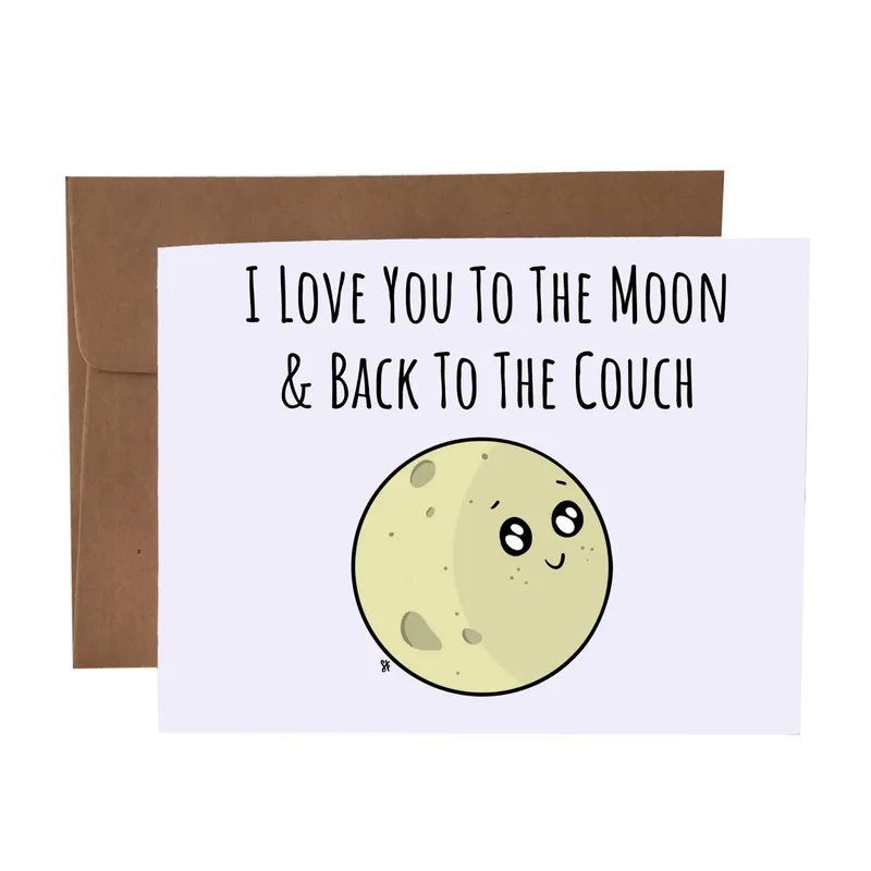 Moon Lavender Love Card features a cute cartoon moon