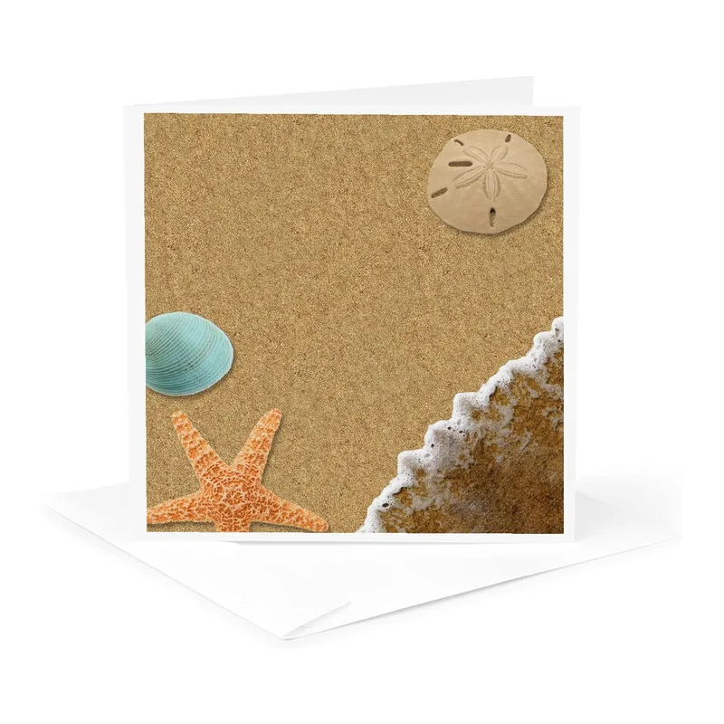 Sand Beach Starfish Shells Card: A Coastal Thank You Design