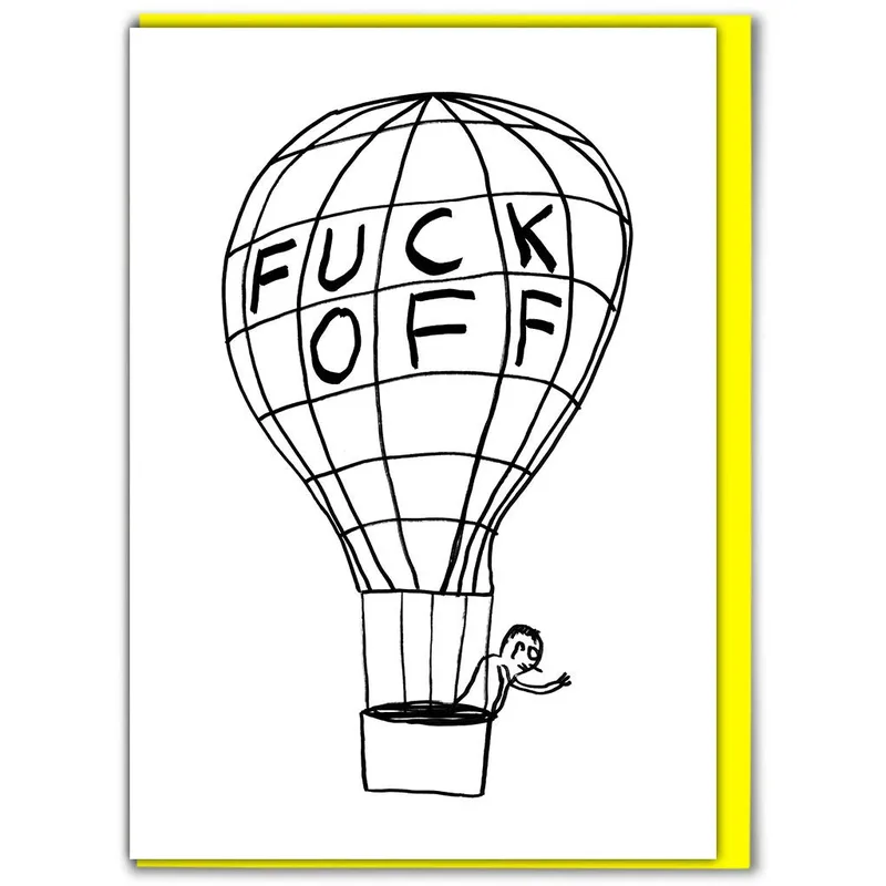 Black Line Hot Air Card: A Rude Balloon Design for Dismissal
