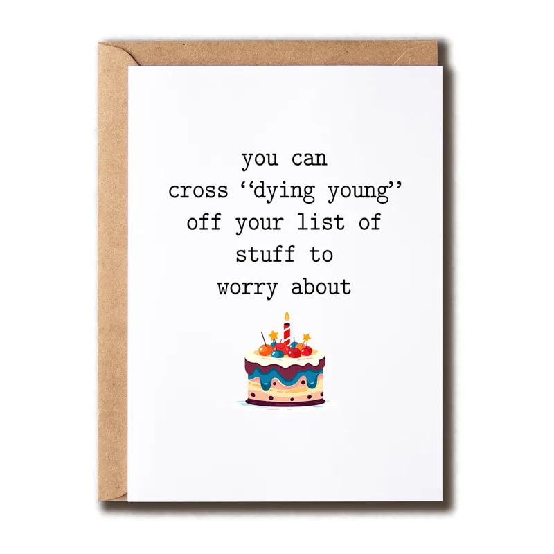 Black Text Cake Emoji Card: Sarcastic Birthday Greeting for Everyone