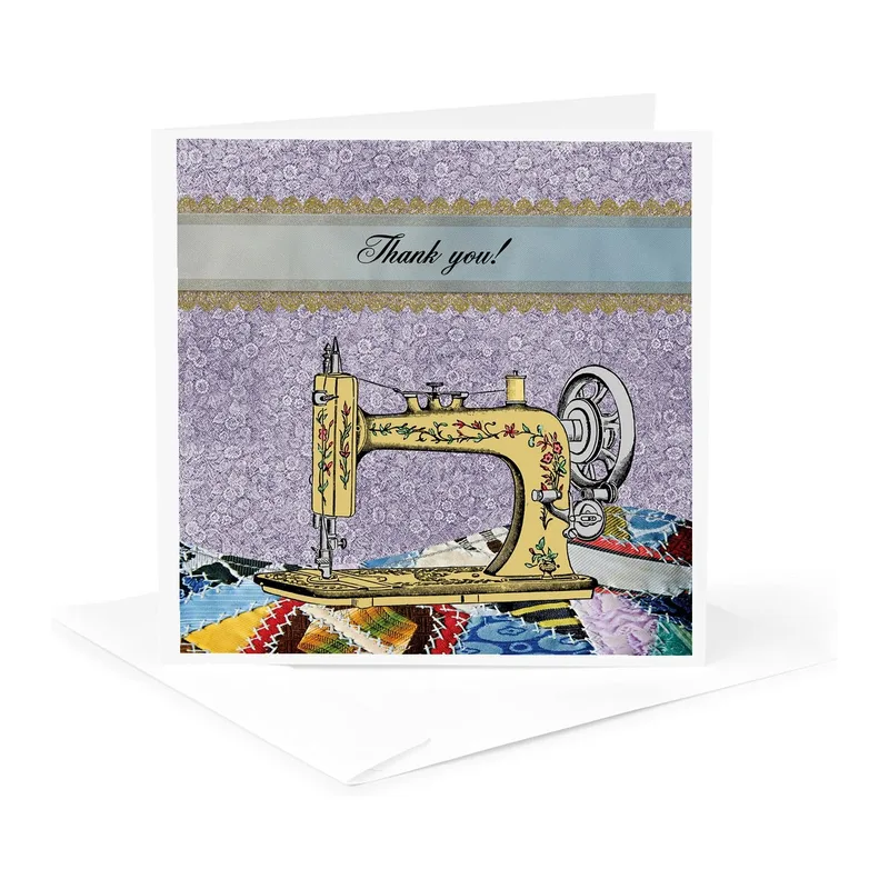 Sewing Machine Fabric Thank You Card for Quilt Lovers