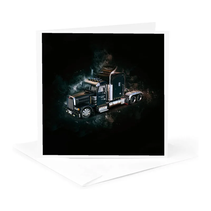 Black Semi Truck Smoke Card for Heavy Haulers