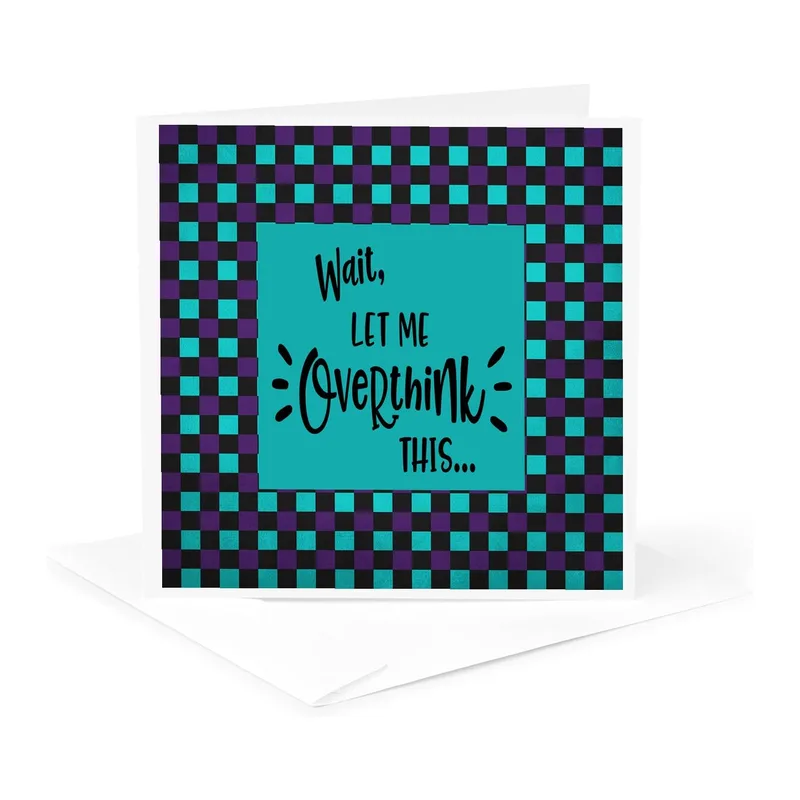 Teal Purple Checkered Frame Card for the Analytical Mind