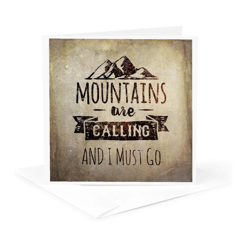Mountains Brown Vintage Typography Card for Hikers