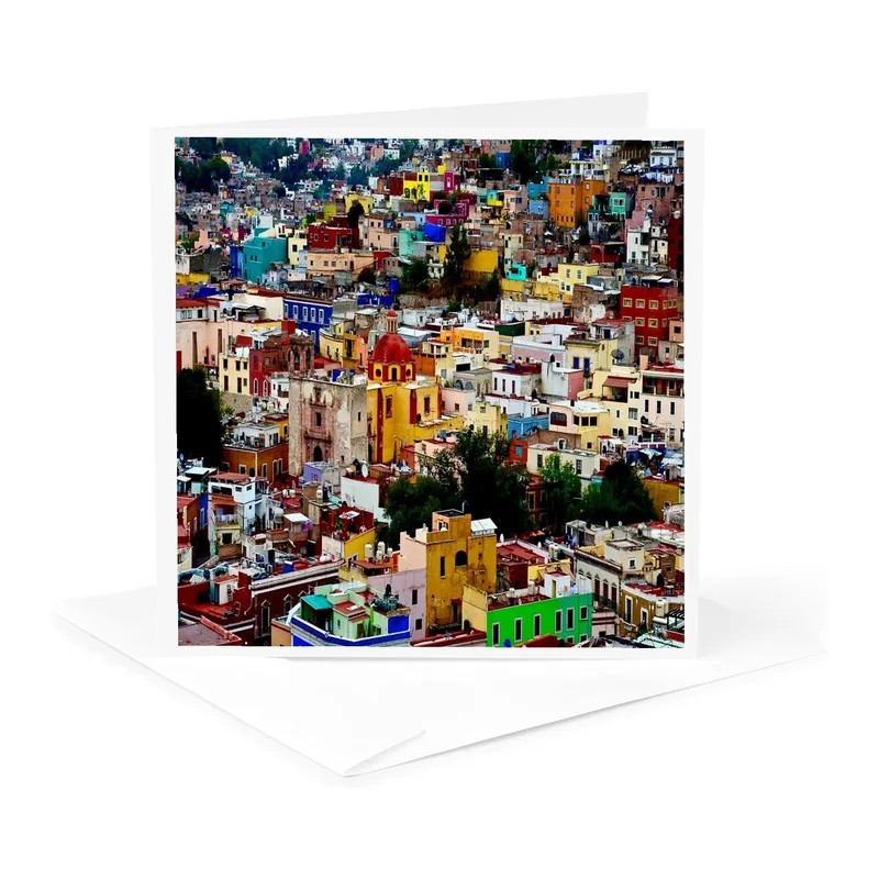 Colorful Hillside Houses Card: A Vibrant View of Guanajuato