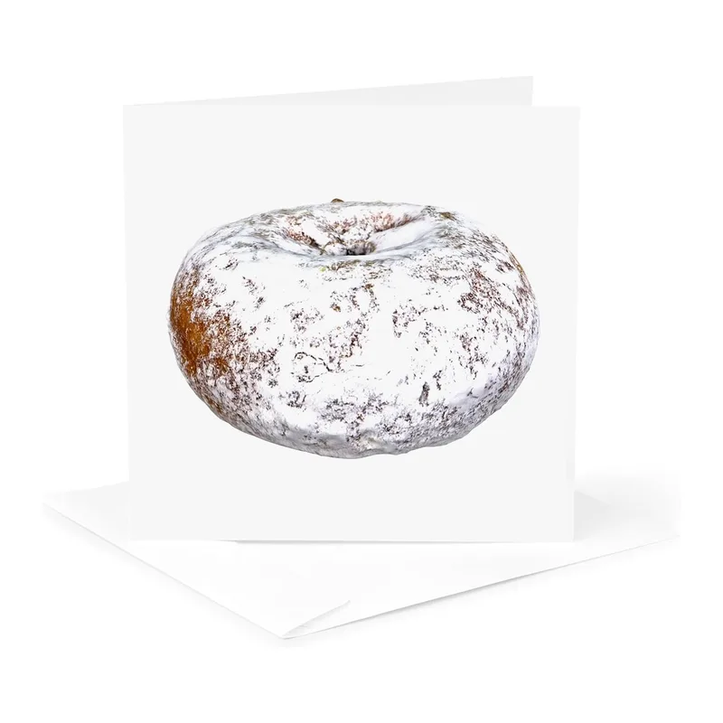 White Powdered Pastry Card: A Realistic Donut Design for Foodies