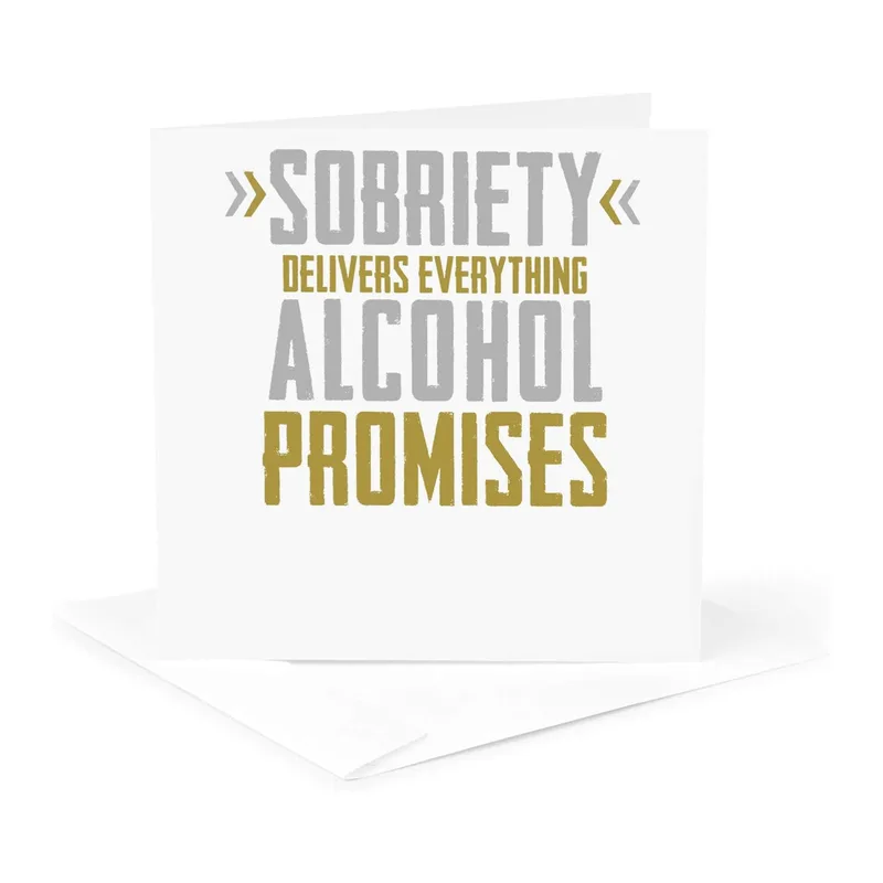 Gold Gray Typography Sobriety Card Celebrating Clear Thinking