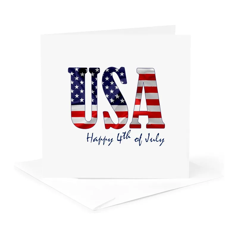 American Flag USA Letters Card featuring patriotic typography