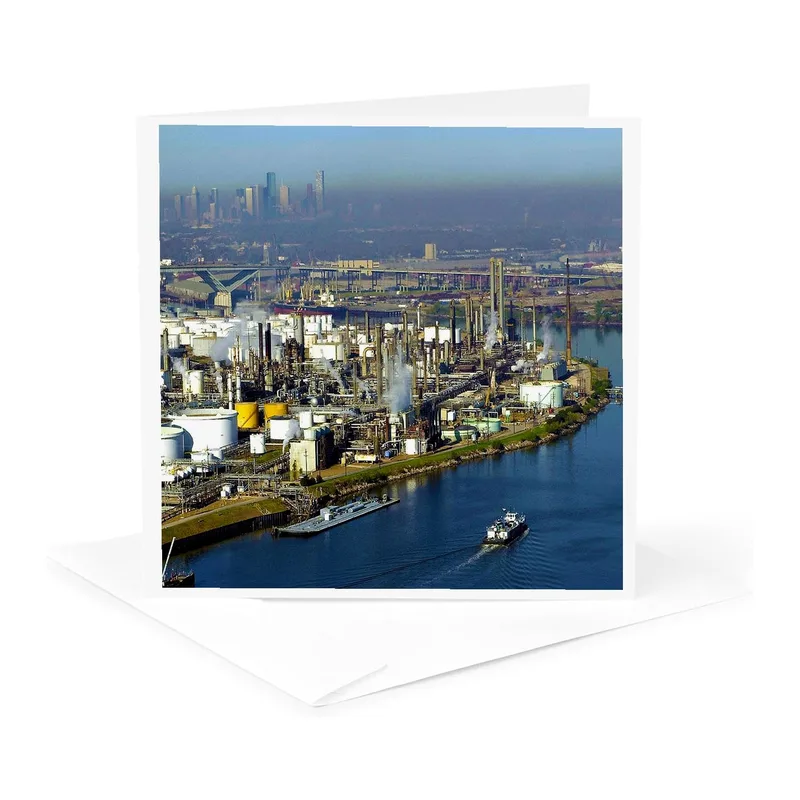 Aerial Industrial Waterway Photo Card – Greeting Card in natural