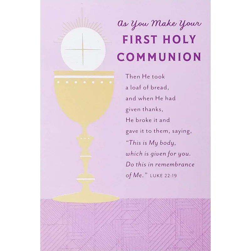 Gold Chalice on Lavender Card features a gold chalice