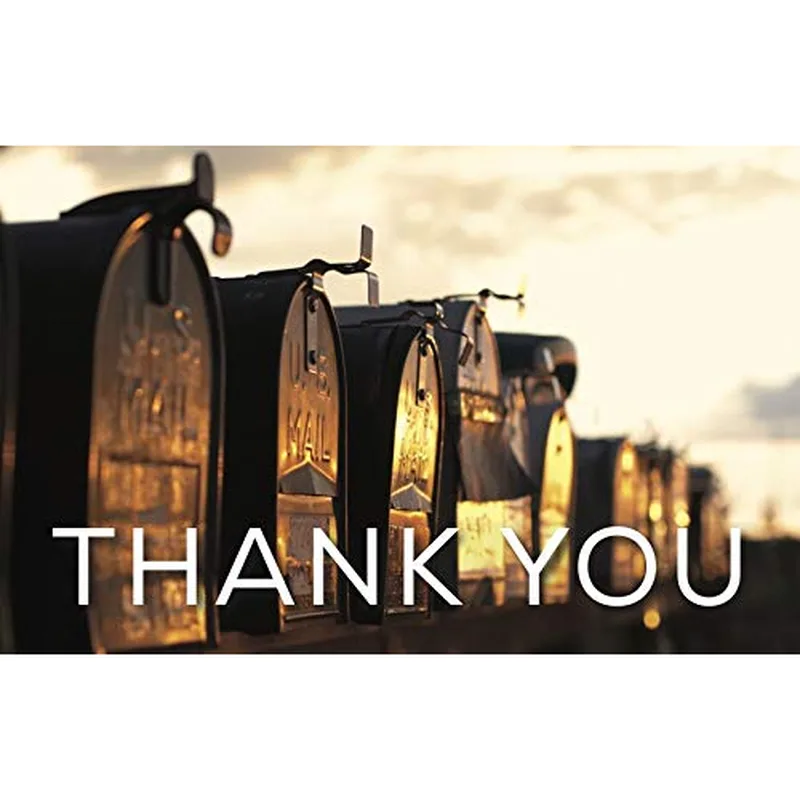 Mailboxes at Sunset Thank You Card – Greeting Card in natural