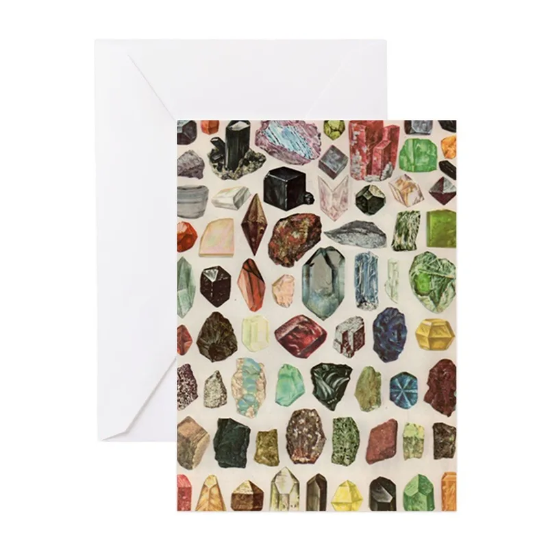Colorful Rocks Gemstones Card: Vintage Geology Print for Gratitude