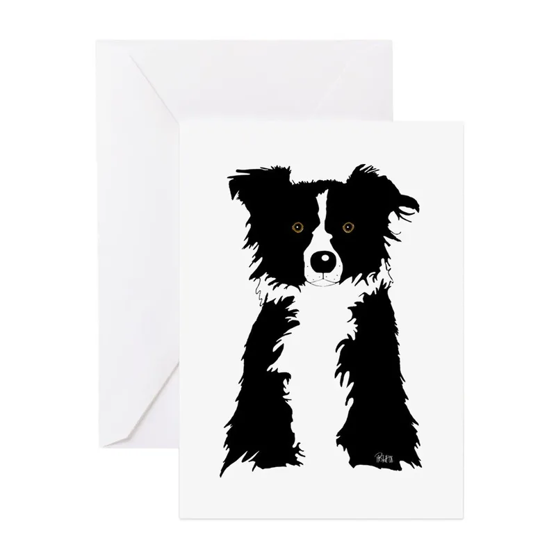 Black Border Collie Silhouette Card: A Bold Dog Portrait