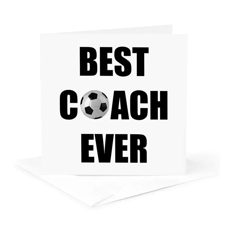Black Text Soccer Ball Card: Best Coach Ever Design