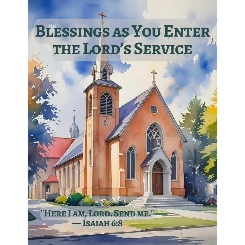 Watercolor Church Building Card Celebrating Ordination and Ministry
