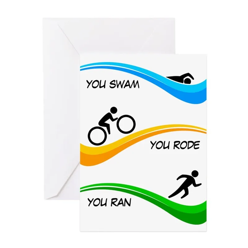 Yellow Green Waves Congratulations Card for Triathlete Achievements