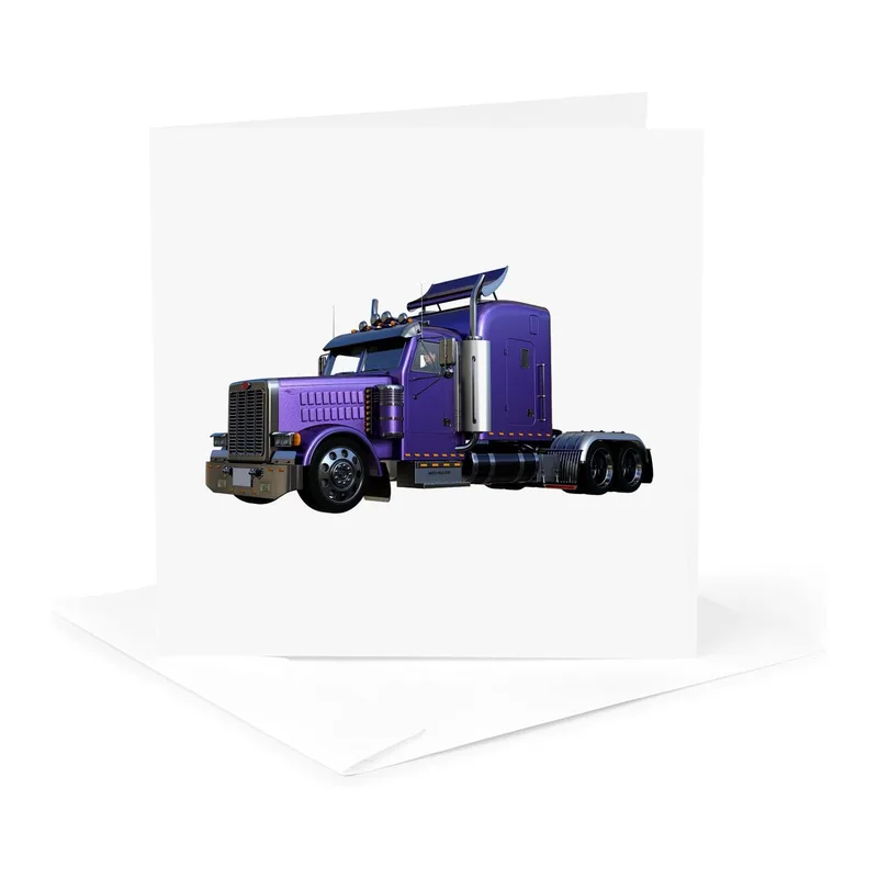 Metallic Purple Semi Truck Card for Heavy Haulers and Grinders
